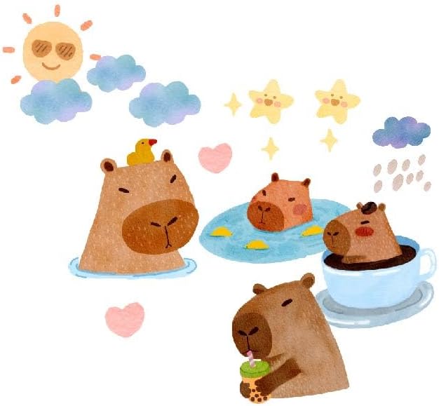 Alwayspon Capybara Wall Decals Vinyl Removable Wall Murals Peel and Stick Self Adhesive House Wall Sticker Decor for Bedroom Living Room Nursery