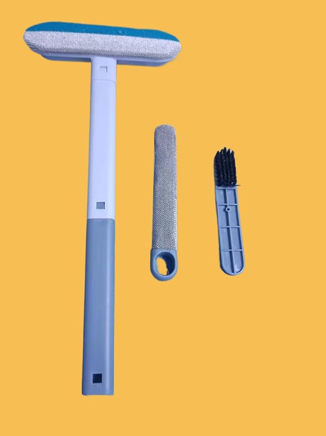 Carpet Rake for Pet Hair Removal Matted Carpet Blackboard Window Screen Cleaning Brush Set, Long Handle Pet Furs Dog Cat Hairs Remover Couch Lint Brush Set, Dog Hair Broom 4 in 1, 24.45" Washable