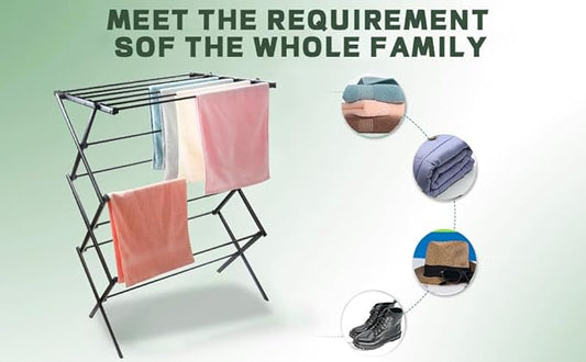 3 Tiers Foldable Clothes Drying Rack, Vertical Laundry Rack Portable and Collapsible for Storage Indoor Outdoor,Pure Black