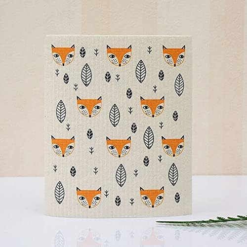 Swedish Dishcloth Reusable Kitchen Dish Towels Absorben and Fast Dry Cleaning Cloths Set of 4 No Odor Wipes (Fox)