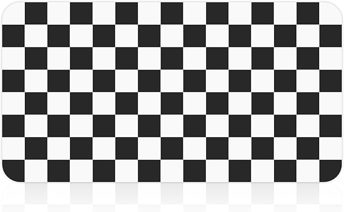 17" x 32" Checkered Dish Drying Mat for Kitchen Counter, Absorbent Coffee Bar Mat for Espresso Machine Coffee Countertops Accessories (Black)