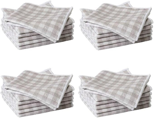 Martha Stewart Microfiber Cleaning Cloths, Ultra-Absorbent, Lint-Free Cleaning Towels for Home & Kitchen, Grey Gingham, 11 Inches, 24 Count
