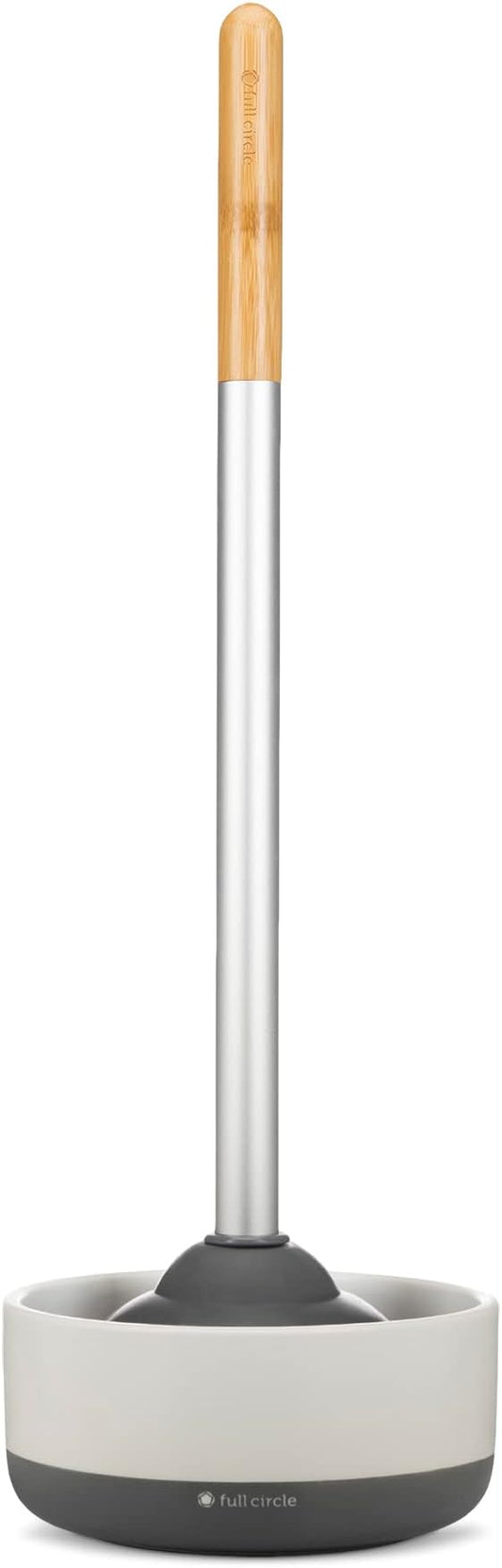 Full Circle Royal Plunge - Bathroom Toilet Plunger with Ceramic Holder and Instant-Dry Coating for Mold & Mildew Prevention, Easy to Clean & More Hygenic, White