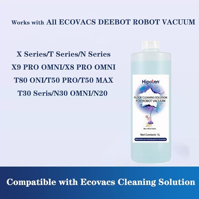 1000ml Floor Cleaner,Compatible with ECOVACS DEEBOT Robot Vacuum And Mop, Deep Cleans for Multiple Hard Floors,,Residue-Free, Safe for All Floors & Pets