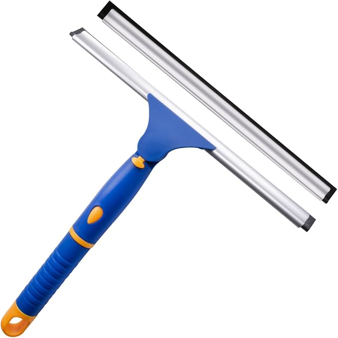 ITTAHO 10" Swivel Window Cleaning Squeegee, All-Purpose Anti-Slip Window Squeegee with 2 Blades, Window Cleaner Tool Bathroom Squeegee for Shower Doors, Tile Shower Walls,Mirrors,Car Windshields