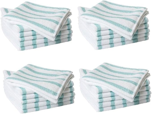 Martha Stewart Microfiber Cleaning Cloths, Ultra-Absorbent, Lint-Free Cleaning Towels for Home & Kitchen, Teal Stripes, 11 Inches, 24 Count