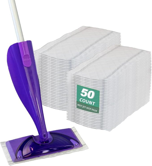 Home Harmony Basics Wet Jet Refill Pads, 50 Count, Compatible with Swiffer WetJet Mop, Disposable Spray Mop Pad Refills, WetJet Replacement Pads, Eco-Friendly (Packaging May Vary)