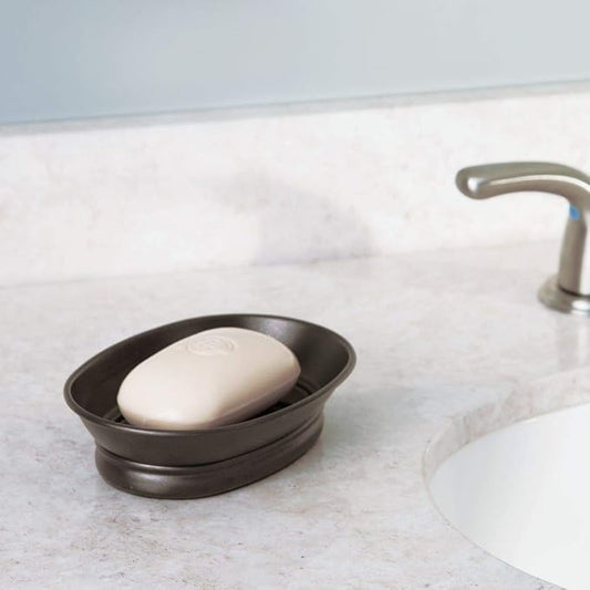 iDesign York Countertop Bar Soap Dish, Metal Soap Holder for Bathroom, Shower, Vanity, 3.87" x 5.5" x 1.4", Bronze (Pack of 12)