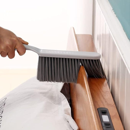 Dusting Brush, 13" Short Thick Firm Plastic Bristles, Medium Handheld Broom, Cleaning Heavier Litter, Workbench, Machine(Gray, 13 inch)