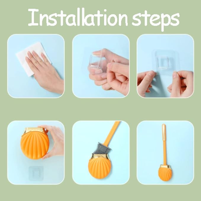 Soft Seashell Shape Toilet Brush with Silicone Bristles Toilet Brush and Holder Creative Toilet Bowl Brush Luxury Bathroom Set Reusable