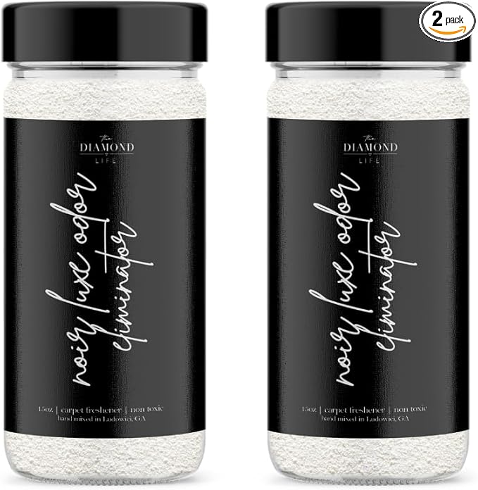 Home Noir Luxe Sea Salt, Ozone, & Black Plum Carpet Deodorizer Powder for Home, Vacuuming Upholstery, Pet Urine, Dog Bed/Cat Litter Box (Two Pack)