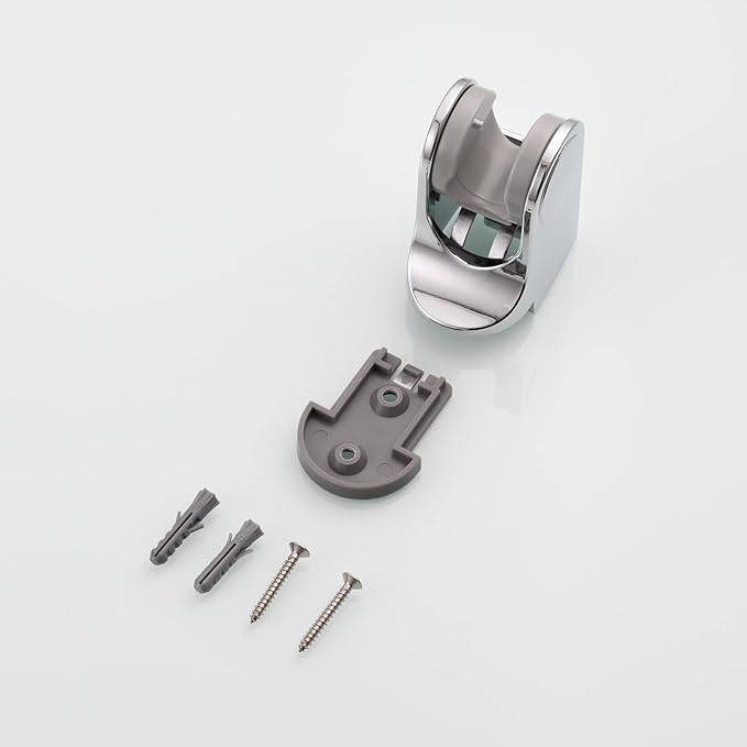 Tecmolog Handheld Shower Head Bracket ABS Plastic Wall Mount Screw Shower Wand Holder Adjustable for Hand Shower Chrome, ST01