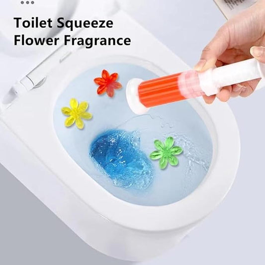Toilet Gel Stamp, 42 Flower Scent Stamps with Dispenser, 3 in 1 Value Pack, 3 Months Supply, Removes Odor and Decontaminates, Random Colors