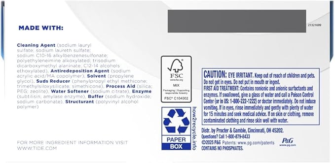 Tide evo Free & Gentle Tiles Fragrance-Free Hypoallergenic Laundry Detergent Fiber Tiles for Sensitive Skin Works on 100% of Common Stains Safe for All Machines and Water Conditions, 40 Count