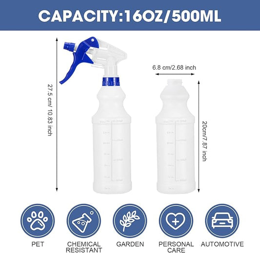 10 Pack Spray Bottles 16 oz Empty Water Spray Bottles for Cleaning Heavy Duty Refillable Squirt Container with Measurements Adjustable Nozzle for Household(Blue)