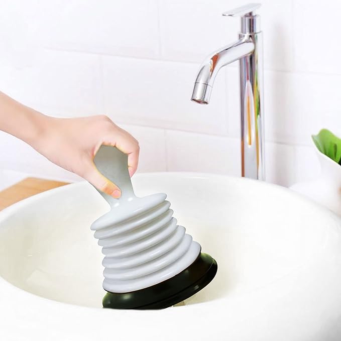 Meadow Lane Small 7" Sink Plunger - Mini Clog Remover for Kitchen & Bathroom Sink Drains - Hand Ergonomic, Space-Saving & Powerful Suction - Universal Fit, Commercial Grade, Blue/White, 2-Pack