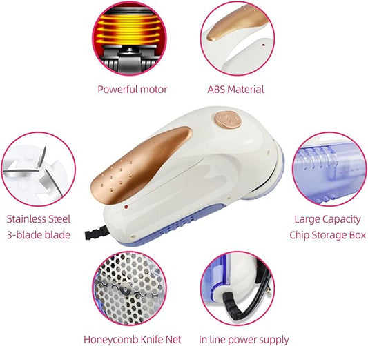 Fabric Shaver, Electric Fuzz Lint Remover, Portable Fabric Shaver and Effectively Sweater Defuzzer with Replaceable Blades for Clothes Furniture Couch Curtain (US)