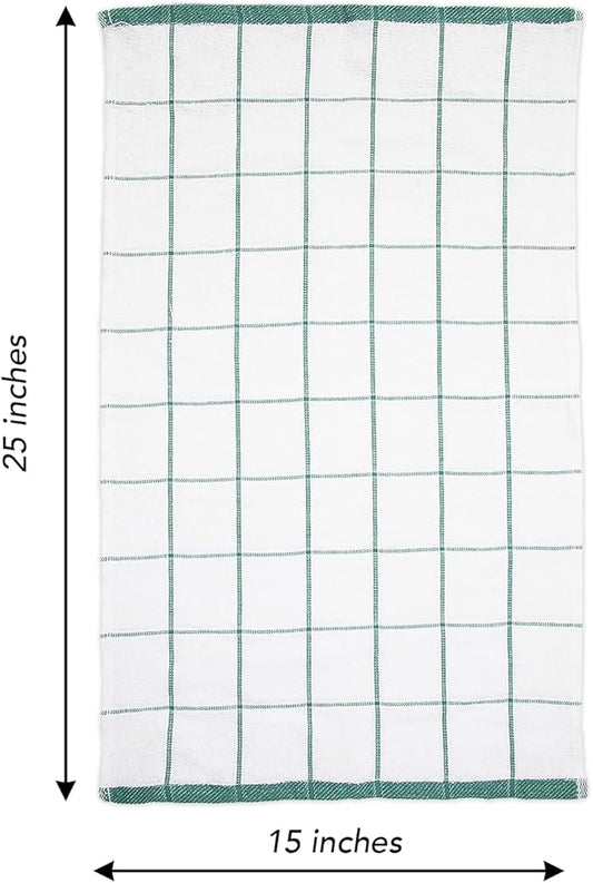 Arkwright Kitchen Tea Towels - (Bulk Case of 144) Soft, 100% Cotton Terry Dishcloths, Highly Absorbent & Quick Dry, Hand Washcloths for Washing, Drying, and Cleaning, 15 x 25 in, Green