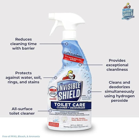 Invisible Shield Toilet Bowl Spray Cleaner with Hydrogen Peroxide 32 fl oz. for Inside and Outside The Bowl and lids by UNELKO- Clean-X (2)