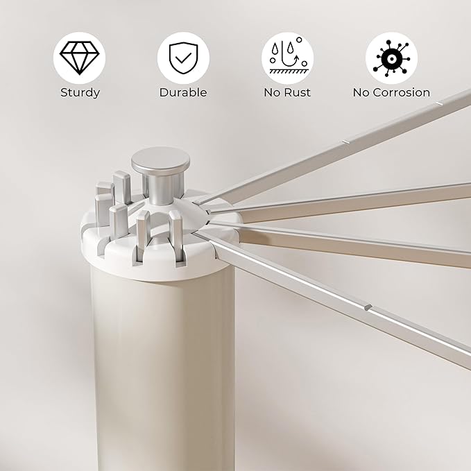 SUNOUTLY Tripod Clothes Drying Rack, Garment Rack Portable and Foldable Space Saving Laundry Drying Rack - Dryer Rack Clothing Floor Folding Balcony Bedroom Household (Silver(Aluminum), 12 rods)
