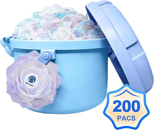200-Count Laundry Detergent Pods, 5-in-1 Powerful Clean, Stain Remover, Color Protector, Fabric Care, Deep Intensive Clean, HE Compatible