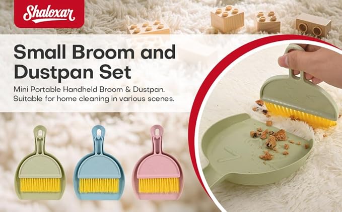 Small Broom and Dustpan Set,mini Broom and Dustpan Set,Kids Broom Set,for Home, Sofas, Kitchen countertops, Storage Shelves, bathrooms, and pet Areas Cleaning(Pink)