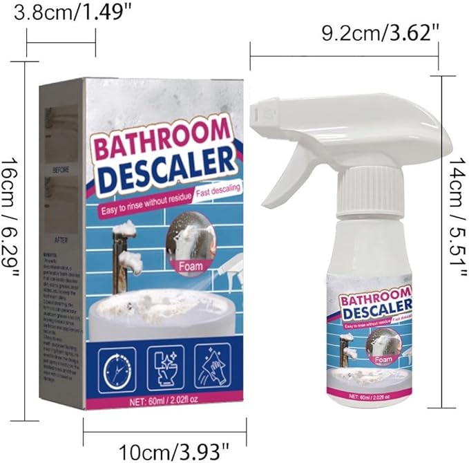 Bathroom Descaler Foam Cleaner Spray, Bubble Cleaner Foam with Enhanced Sprayhead & Sponge, To Tile Faucet Remover Tub Cleaner 60ml (3)