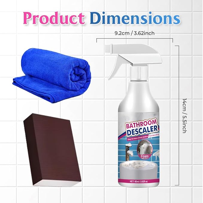Bathroom Descaler Foam Cleaner, 2025 Upgrade Multipurpose Stubborn Stains Cleaner for Shower Room Glass Sink Toilet 100ml (1)