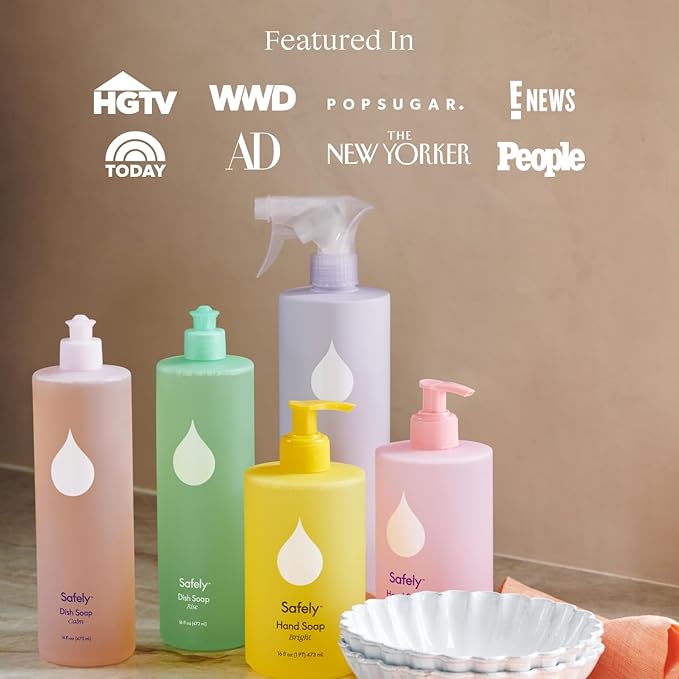 Safely Liquid Dish Soap - Removes Tough Stains and Baked-on Messes, Cuts Grease - Biodegradable Formula -Safe for Baby Bottles - 16 Fl Oz - Pack of 6, 96 Fl Oz in Total