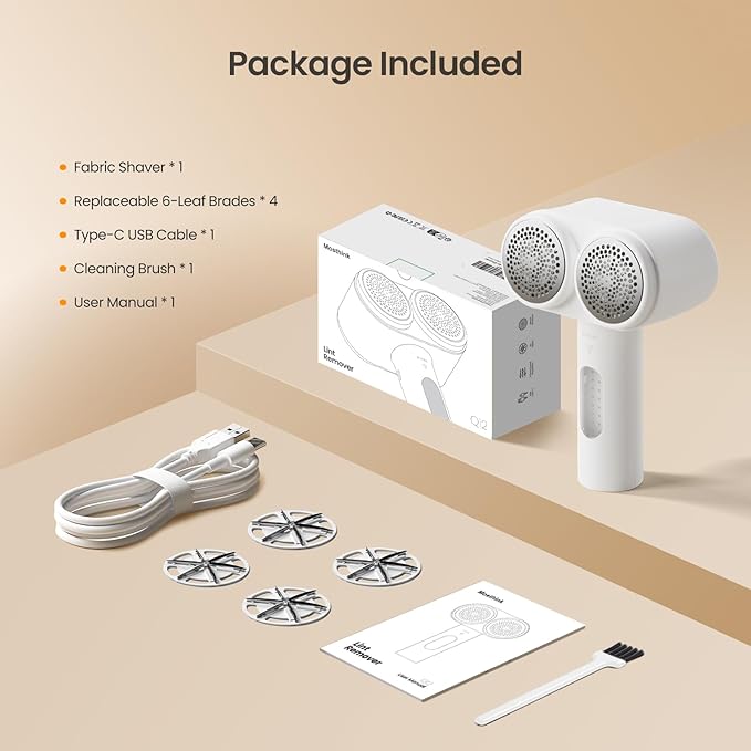 Mosthink Fabric Shaver, 2-in-1 Electric Lint Remover & Build-in Lint Brush, Large Fuzz Remover for Clothes Couch Furniture | Rechargeable Sweater Defuzzer | Digital LED Display | 3 Speeds | 2600mAh