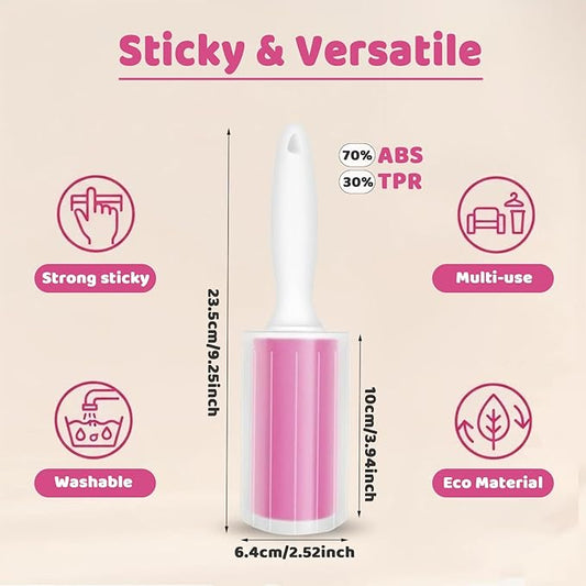 Washable Gel Lint Roller 2 Pack, Reusable Sticky Lint Roller Portable Pet Hair Remover Cleaner for Clothes, Travel, Home, Large with Cover