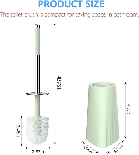 SetSail Toilet Brush, Compact Size Toilet Bowl Brush and Holder Toilet Brushes for Bathroom with Stainless Steel Handle Toilet Cleaner Brush with Durable Scrubbing Bristles, Splash-Proof, Green