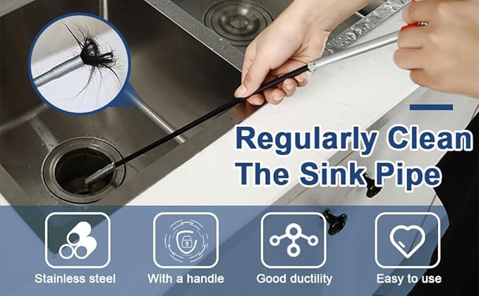 Driak 1pcs Kitchen Bathroom Toilet Sink Cleaning Pipeline Dredge Tools Hair Catcher Bendable Spring Pipe Dredge Home Use
