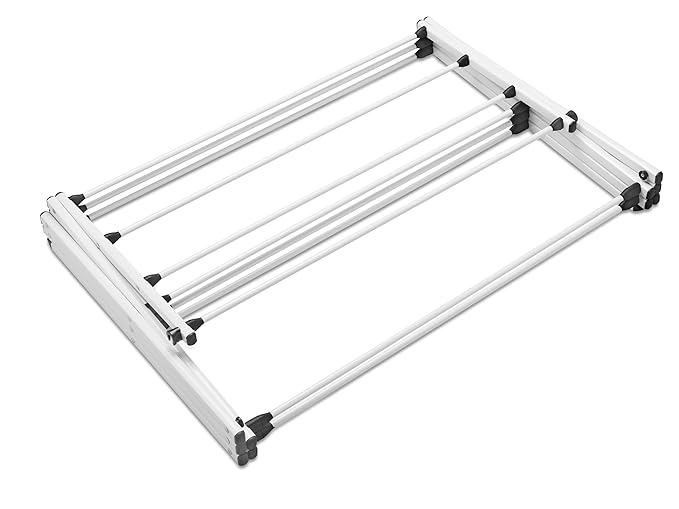 Whitmor Expandable Clothes Drying Rack: 3 Tier Laundry Drying Rack, Collapsible Drying Rack Clothing, Portable Space Saving Clothing Rack for Indoor Outdoor, 14.50" L x 35.5" W x 45.2" H, White