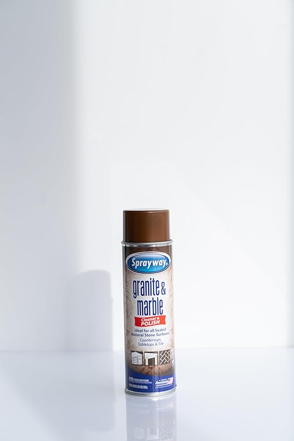 Sprayway Granite & Marble Cleaner Aerosol Spray 19oz, Pack of 12 | Foaming Action, Removes Grease, Oil, Fingerprints | Ideal for Sealed Natural Stone Surfaces, Countertops, Tabletops, Tile