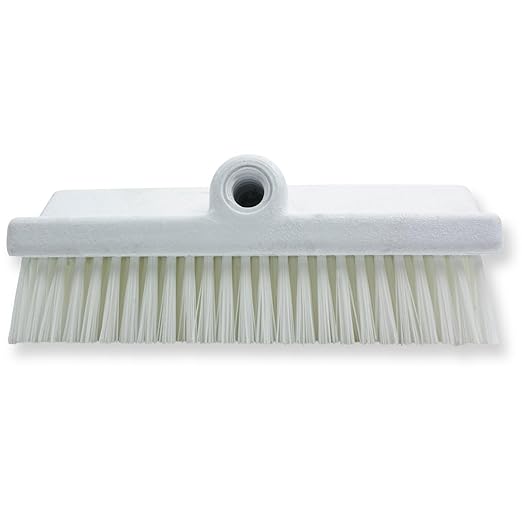 SPARTA 40423EC02 Plastic Floor Scrub Brush, Wall Brush, Equipment Brush With Nonabsorbent Bristles For Industrial Kitchens, Hospitals, Commercial Cleaning, 10 Inches, White, (Pack of 2)