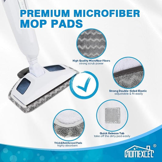 HOMEXCEL 4 Pack Steam Mop Replacement Pads Compatible with Bissell Powerfresh Steam Mop 1940 1806 1440 1544 Series, Model 19402 19404 19408 2685A 2075A 1940A 1940Q 1940T 1940W, Grey
