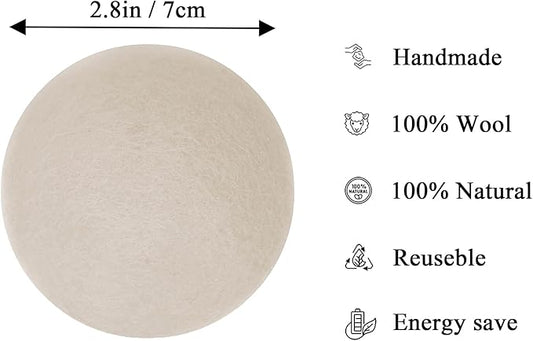 Wool Dryer Balls Organic XL 6 Balls per Pack by Loaddvni, Save Time,Money,Energy.