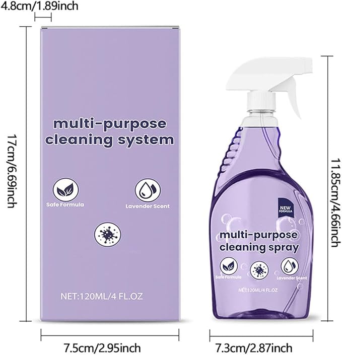 Multi-Surface Cleaner Spray All-Purpose Cleaning System with Concentrated Tablets Effective Oven & Kitchen Degreaser, Reusable Bottle for Home Bathroom & Grill 12 Tablets (1pcs)