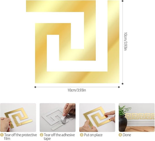 100Pcs Gold Wall Decals Peel and Stick - Metallic Gold Stickers for Bedroom Aesthetic, Removable Wall Art for Living Room, Kitchen Backsplash & Ceiling Decor, Waterproof Self-Adhesive Vinyl