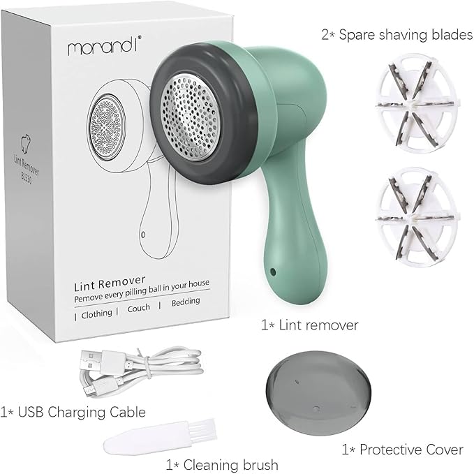 Fabric Shaver, Lint Remover for Clothes, Electric Lint Remover with 3 Replaceable Blades, Removes Fabric Pills, Rechargeable Sweater Defuzzer Pill Remover, Depiller Effectively Remove Pills, Lint