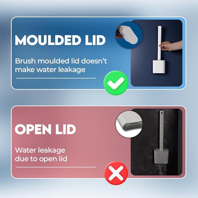 Modern Minimalist Silicone Toilet Brushes & Holders - Pack of 4 Toilet Bowl Brushes White - Self-Cleaning & Splash-Free, Easy-Rinse Design with Wall Mounted Holder Bathroom Accessory