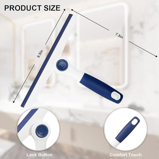 Window Squeegee for Glass Doors,All-Purpose 9.7” Window Cleaning Squeegee, Handheld for Windows, Car Windshields & More,Grey (9.5" Window Squeegee)