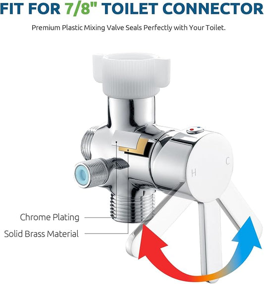 Hot and Cold Handheld Bidet Sprayer for Toilet, Warm Water Bidet with Adjustable Pressure, Hand Held Attachment for Warm Water, Ideal for Feminine Hygiene, Elderly Care, Pet, Cloth, Diaper