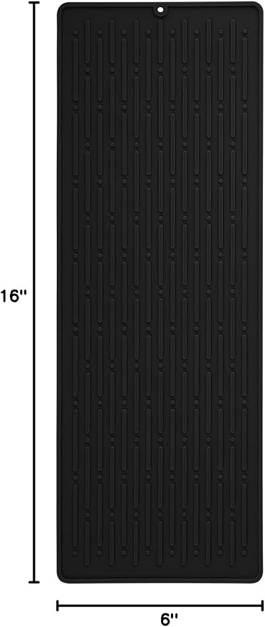 GeeRic Dish Drying Mats, Heat-resistant Silicone Mat for Kitchen Counter, Non-Slip Dish Dry Mat Dishwasher Safe Large, Black