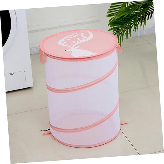 Outanaya Collapsible Laundry Hamper Handles Foldable Mesh Storage Basket for Clothes Toys and More Lightweight and Portable Organizer Macaron Color for Bedroom Bathroom and Dorm Use