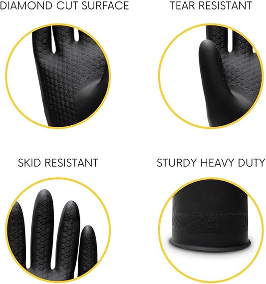 Chemical Resistant Latex Gloves,Cleaning Protective Safety Work Heavy Duty Rubber Gloves
