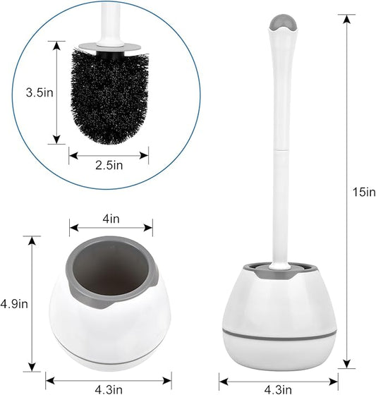 Toilet Bowl Brush and Holder, Toilet Scrubber 2 Pack with Long Handle, Easy to Hide, Drip-Proof, Deep Cleaning