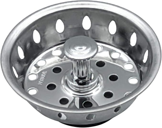 VIVA Kitchen Sink Strainer, Stainless Steel Basket Strainer Replacement, 3.5 Inch, Rubber Stopper, Chrome, Indoor Outdoor Use