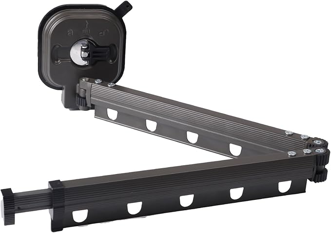 Suction Cup Drying Rack Wall Mounted, Foldable Clothes Hanger Wall Mount, Suction Cup Clothes Drying Rod, Laundry Rack Wall Mounted with 10 Hooks, Laundry Hanger Dryer Rack (2 Folds), Black